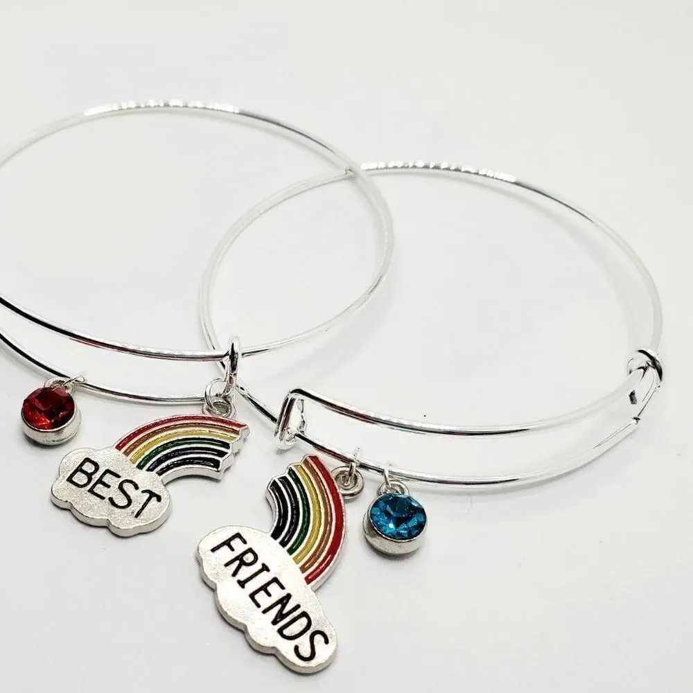Silver Best Friend Set of 2 Charm Bracelets, Best Friend Gifts